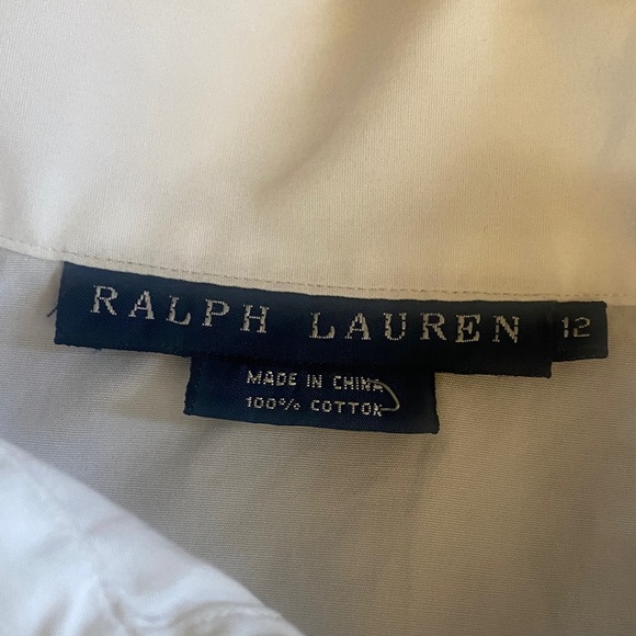 Ralph Lauren 100% Cotton White Ruffled Popover Blouse Size 12 - Picture 3 of 10